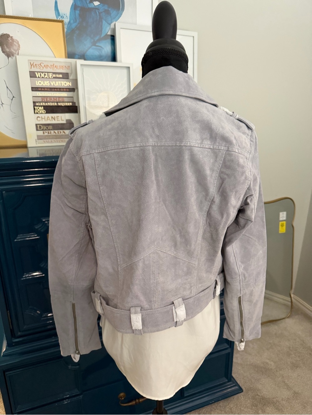 BlankNYC Light Gray Suede Leather Moto Jacket, NWT, size large - Picture 5 of 8